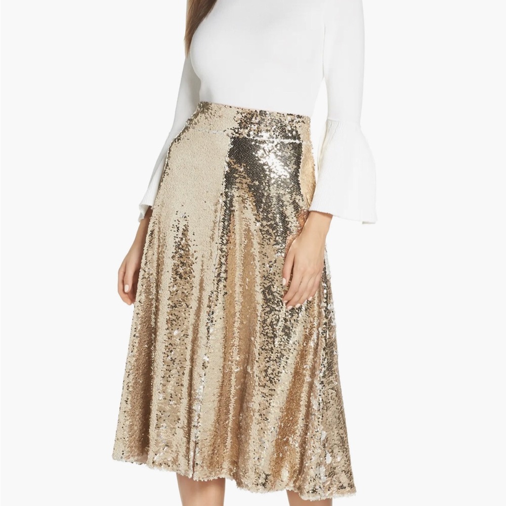Eliza J Gold Pencil Skirt